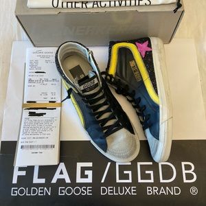 Golden Goose Black Glitter Slide high top size 39